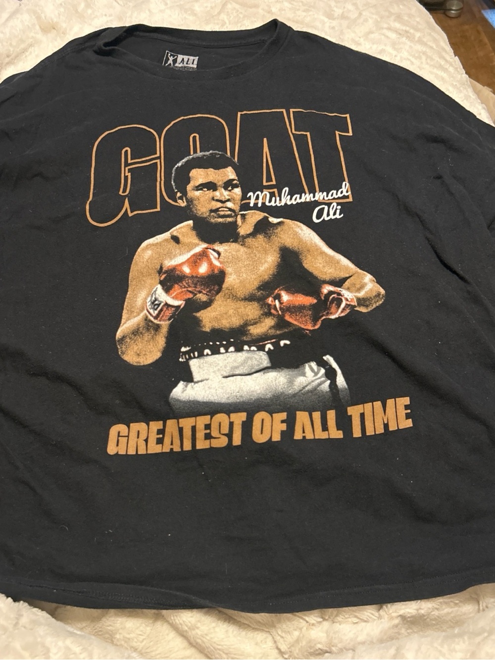& Other Stories Black Graphic 'GOAT' Boxing Tee with Brown and White Print